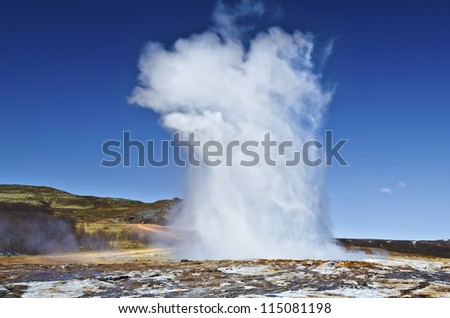 Eruption of Geyser in Iceland
