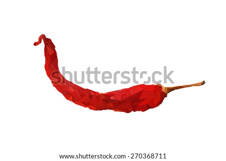 Low poly design. Dried red peppers isolated