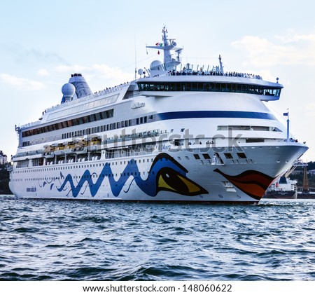 Cruise liner Aida Aura came into the port of Odessa, Ukraine.
