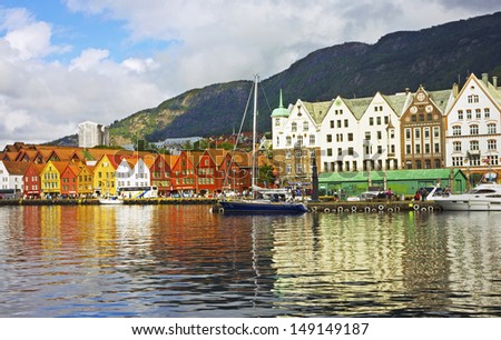 BERGEN, Norway: Waterfront Bryggen is entered in the UNESCO list for World Cultural Heritage sites.