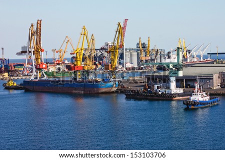 Container terminal of Odessa sea commercial port - logistic center.