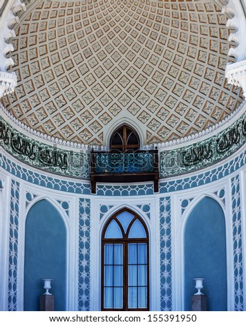 Alhambra in Arabian style in the terrace of Vorontsov Palace in Alupka, Crimea, Russia.