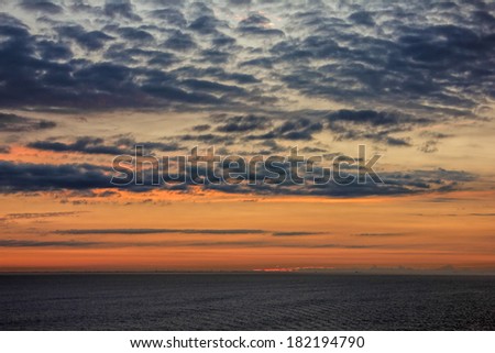 Sunset over sea, Norway cruise