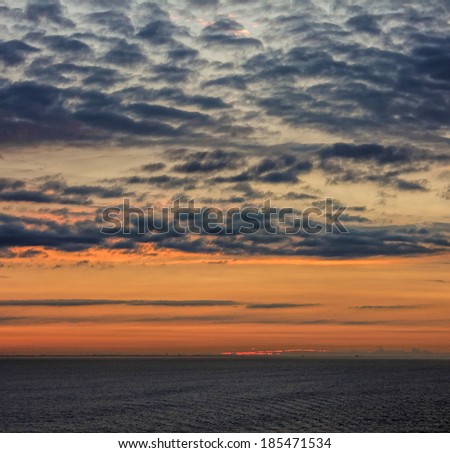 Sunset over sea, Norway cruise