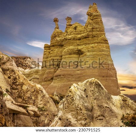 Camel rock, Cappadocia, Turkey. Volcanic rock landscape,