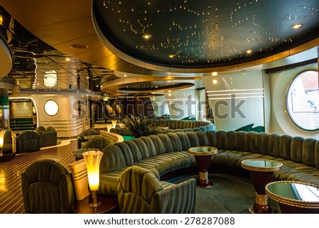 Bar interior on cruise liner