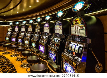 Gambling casino. Gaming slot machines in Cruise liner Splendida