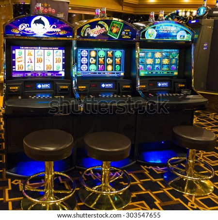 Gaming slot machines in gambling casino