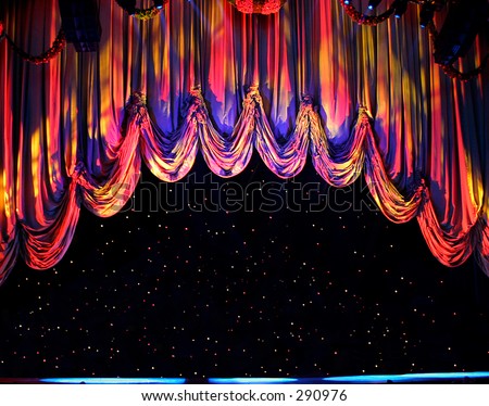 theater curtain clip art. stock photo : Lighted Theater