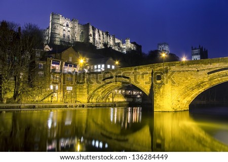 An image of Durham Cathedral at night.