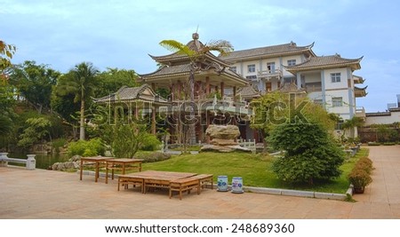 JIANSHUI, CHINA, NOVEMBER 15, 2013: The most famous tourist attraction in jianshui is zhu family garden complex with unique houses, ponds, pagodas and distinctive artworks.