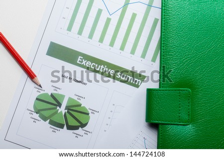 Finance document in green color set