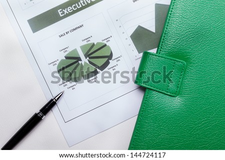 Finance document in green color set