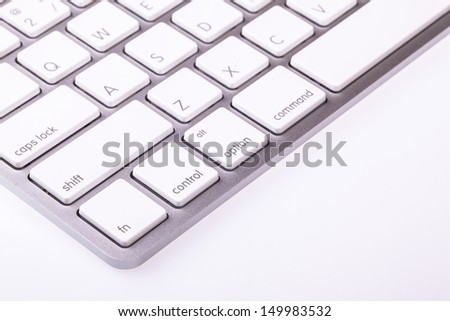 White keyboard on white background