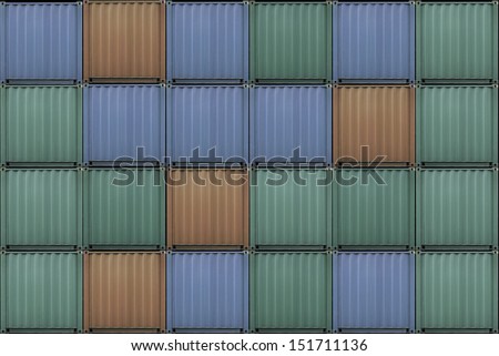 Variety color container stacked in shipyard wait for shipping