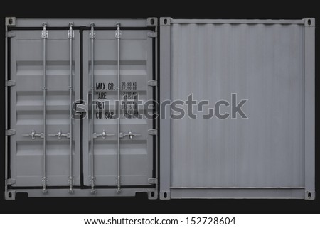 Cargo containers in front and back view