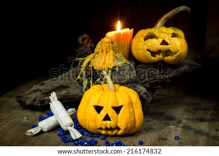 Halloween pumpkin with candle light