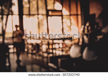 Blur or Defocus image of Coffee Shop or Cafeteria for use as Background