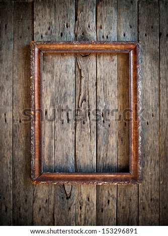 Old Vintage Frame On The Wooden Wall, Vignette,