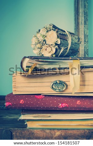 Vintage Albums Wih Memories And Other Old Things, Pastel Color