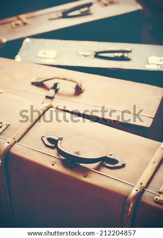 Antique Suitcases, Old Vintage trunks, toned image
