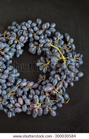 Grape Clusters in the Form of Round Wreath. Natural vintage style