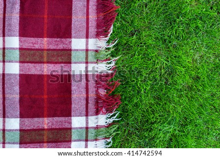 Checkered Plaid Picnic Green Grass Summer Time Background