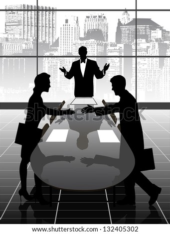silhouettes of business people meeting