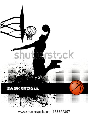 basketball match on grunge background
