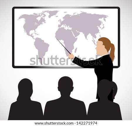 business woman holds presentation