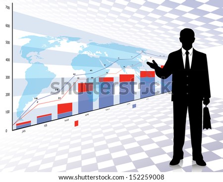 silhouette of a businessman in the background graphics economic development