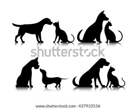 dog and cat silhouettes of animals