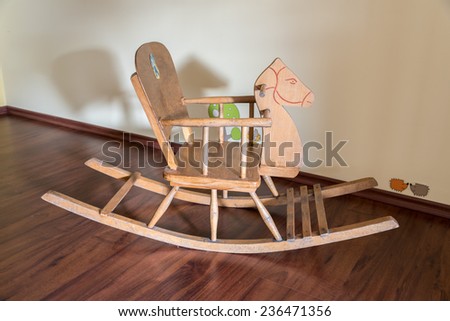 Wooden horse  in a child\'s bedroom