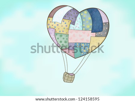 Illustration of heart shape balloon