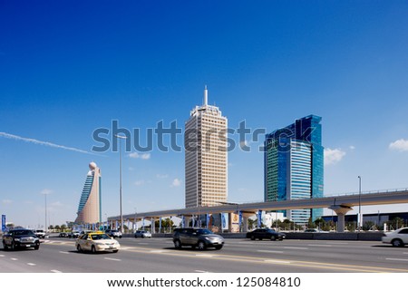 DUBAI, UAE - FEBRUARY 3 - The tall towers of Sheikh Zayed Road showcase much of Dubai\'s modern architectural developments 20 years ago it was only a desert here. Picture taken on February 3, 2009.