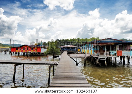 BANDAR SERI BEGAWAN,BRUNEI FEB 4:Brunei\'s Famed water village on Feb 4,2013 in Bandar SB. Villages are fully self sufficient with own mosques, schools, shops, piped water, electricity and satellite TV