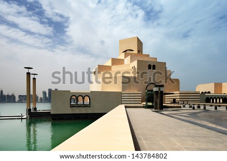 DOHA, QATAR - JUN 18: The Museum of Islamic Art on Jun 18, 2013 in Doha, Qatar. The Museum is arguably Doha\'s most prized architectural icon, designed by the world famous architect IM PEI