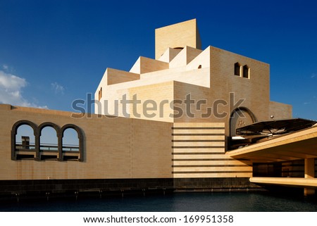 DOHA, QATAR - NOV 14: The Museum of Islamic Art on Nov 14, 2013 in Doha, Qatar. The Museum is arguably Doha\'s most prized architectural icon, designed by the world famous architect I.M. PEI