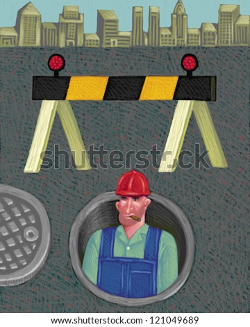 illustration of Sewer Worker