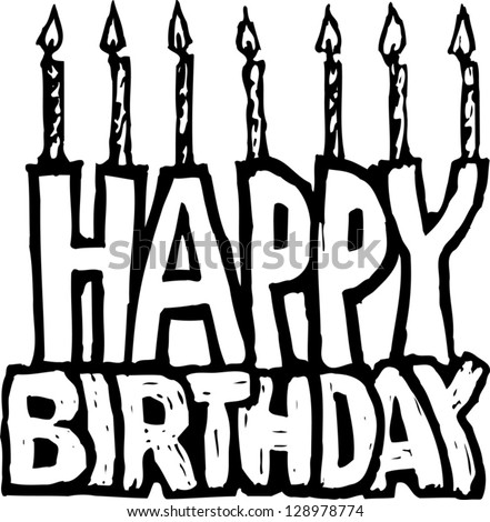black and white vector illustration of happy birthday happy birthday sign black and white