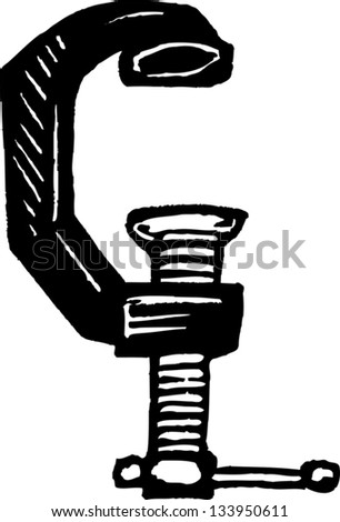 Black And White Vector Illustration Of C Clamp - 133950611 : Shutterstock