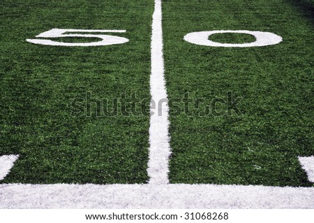 American Football Field at the fifty yard line