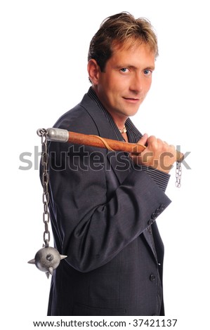 bolas de pinches Stock-photo-empowered-executive-with-a-ball-and-chain-on-a-white-background-37421137