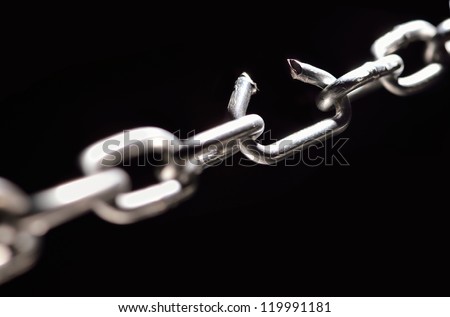 Iron Chain with one link about to break