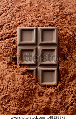 Chocolate bar with cocoa powder
