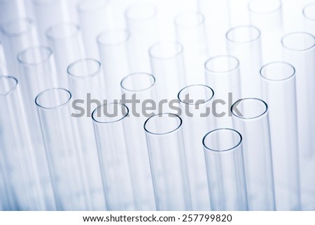 Scientific research. Empty test tubes test tubes in a rack