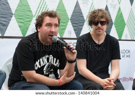 MOSCOW, RUSSIA - 1 JUNE: Joe Goddard and Felix Martin (Hot Chip) answer the question on press conference on Moscow Ahmad Tea Music Festival. Moscow, 1 June, 2013