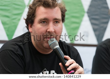 MOSCOW, RUSSIA - 1 JUNE: Joe Goddard (Hot Chip) answer the question on press conference on Moscow Ahmad Tea Music Festival. Moscow, 1 June, 2013