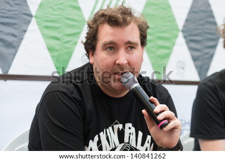 MOSCOW, RUSSIA - 1 JUNE: Joe Goddard (Hot Chip) answer the question on press conference on Moscow Ahmad Tea Music Festival. Moscow, 1 June, 2013