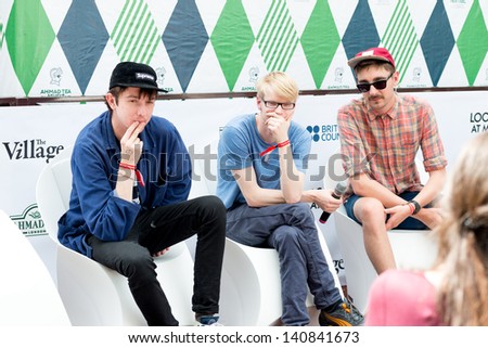 MOSCOW, RUSSIA - 1 JUNE: Alt-J answering journalists questions on Moscow Ahmad Tea Music Festival. Moscow, 1 June, 2013
